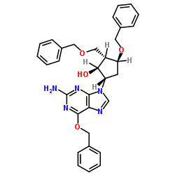 (1S,2S,3S,5S)-5-(2-Amino-6-(benzyloxy)-9H-purin-9-yl)-3-(benzyloxy)-2-(benzyloxymethyl)cyclopentanol picture