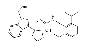 1-[2,6-di(propan-2-yl)phenyl]-3-[[1-(1-prop-2-enylindol-3-yl)cyclopentyl]methyl]urea结构式