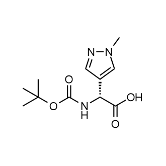 (R)-2-((叔丁氧基羰基)氨基)-2-(1-甲基-1H-吡唑-4-基)乙酸结构式