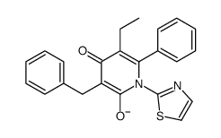 3-benzyl-5-ethyl-4-oxo-6-phenyl-1-(1,3-thiazol-2-yl)pyridin-2-olate Structure