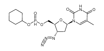 O-cyclohexyl-O'-(3'-azido-3'-deoxythymidin-5'-yl) phosphonate结构式