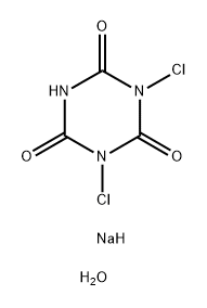 1,3,5-Triazine-2,4,6(1H,3H,5H)-trione, 1,3-dichloro-, sodium salt, hydrate (1:1:1) Structure