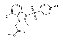 7-chloro-3-[(4-chlorophenyl)sulfonyl]-2-methyl-1H-indole-1-acetic acid methyl ester结构式