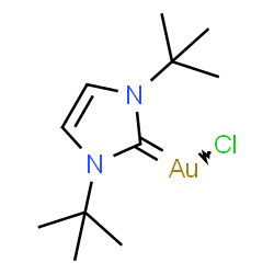 氯[1,3-双(叔丁基)-2H-咪唑-2-亚甲基]金(I)结构式