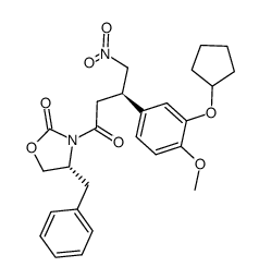(R)-4-benzyl-3-((R)-3-(3-(cyclopentyloxy)-4-methoxyphenyl)-4-nitrobutanoyl)oxazolidin-2-one Structure