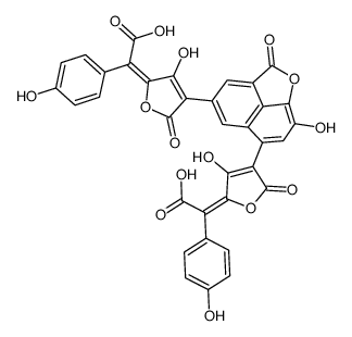 8-Hydroxy-4,6-bis[(5E)-5-(α-carboxy-4-hydroxybenzylidene)-4-hydroxy-2,5-dihydro-2-oxofuran-3-yl]-2H-naphtho[1,8-bc]furan-2-one Structure