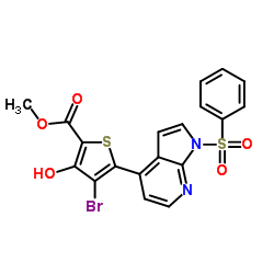 Methyl 4-bromo-3-hydroxy-5-[1-(phenylsulfonyl)-1H-pyrrolo[2,3-b]pyridin-4-yl]-2-thiophenecarboxylate Structure