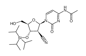 4-N-acetyl-3'-O-triisopropylsilyl-2'-cyano-2'-deoxy-1-β-D-arabinofuranosylcytosine结构式