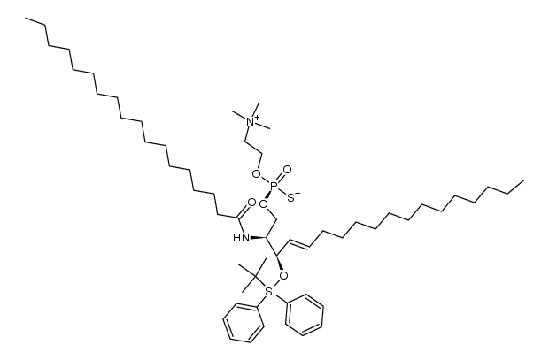 O-((2S,3R,E)-3-((tert-butyldiphenylsilyl)oxy)-2-stearamidooctadec-4-en-1-yl) O-(2-(trimethylammonio)ethyl) phosphorothioate Structure