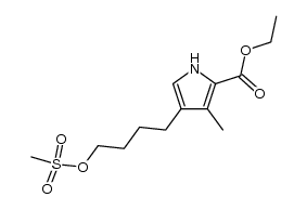 ethyl 3-methyl-4-(4-((methylsulfonyl)oxy)butyl)-1H-pyrrole-2-carboxylate结构式