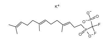 (E,E)-[Difluoro[hydroxy(4,8,12-trimethyl-3,7,11-tridecatrienyl)phosphinyl]methyl]phosphonic acid tripotassium salt结构式