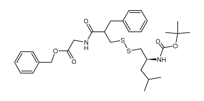 (6S)-benzyl 11-benzyl-6-isobutyl-2,2-dimethyl-4,12-dioxo-3-oxa-8,9-dithia-5,13-diazapentadecan-15-oate结构式