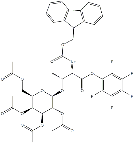 N-[芴甲氧羰基]-O-(2,3,4,6-四-O-乙酰基-BETA-D-吡喃半乳糖基)-L-苏氨酸五氟苯基酯结构式