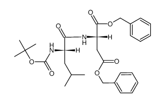 N-tert-butoxycarbonyl-L-leucyl-L-(α-O-benzylaspartate) benzyl ester Structure