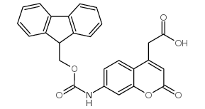 [7-(9H-芴-9-基甲氧基羰基氨基)-2-氧代-2H-色烯-4-基]-乙酸结构式