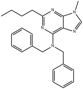 N,N-二苯甲基-2-丁基-9-甲基-9H-嘌呤-6-胺结构式