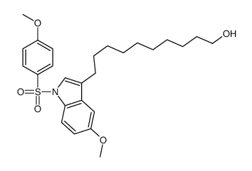 10-[5-methoxy-1-(4-methoxyphenyl)sulfonylindol-3-yl]decan-1-ol结构式