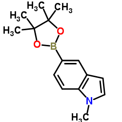 1-甲基-5-(4,4,5,5-四甲基-1,3,2-二氧杂硼烷-2-基)-1H-吲哚结构式