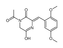 1-acetyl-3-[(2,5-dimethoxyphenyl)methylidene]piperazine-2,5-dione结构式