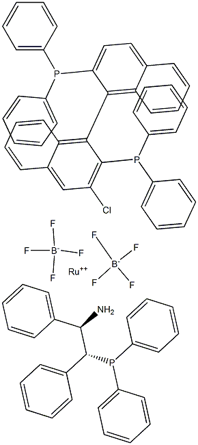 四氟硼酸氯[(R)-2,2''-双(二苯基膦基)-1,1''-联萘基] [(1R,2R)-2-(二苯基膦基)-1,2-二苯基乙胺]钌(II)四氟硼酸钌(II)结构式
