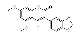 4-hydroxy-5,7-dimethoxy-3-(3,4-methylenedioxyphenyl)-1-benzopyran-2-one Structure