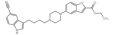 5-[4-[4-(5-氰基-1H-吲哚-3-基)丁基]-1-哌嗪]-2-苯并呋喃羧酸乙酯结构式