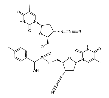 1-Hydroxy-1-(4-methylphenyl)methylphosphonate 5',5'-di-O-(3'-azido-2',3'-dideoxythymidinyl) ester Structure