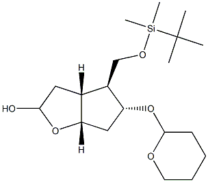 (3AR,4S,5R,6AS)-4-((叔丁基二甲基硅氧基)甲基)-5-(四氢-2H-吡喃-2-基氧基)六氢-2H-环戊二烯并[B]呋喃-2-醇结构式