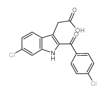 6-氯-2-(4-氯苯甲酰基)吲哚-3-乙酸结构式