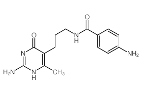Benzamide,4-amino-N-[3-(2-amino-1,6-dihydro-4-methyl-6-oxo-5-pyrimidinyl)propyl]- structure