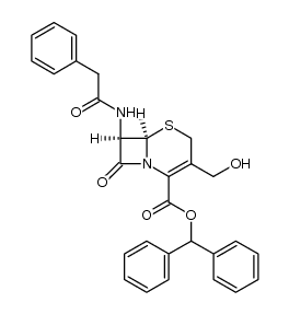 (6R,7R)-benzhydryl 3-(hydroxymethyl)-8-oxo-7-(2-phenylacetamido)-5-thia-1-azabicyclo[4.2.0]oct-2-ene-2-carboxylate结构式