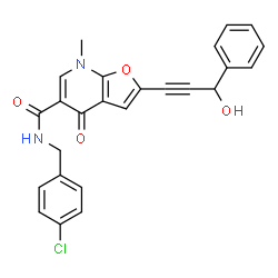 Furo[2,3-b]pyridine-5-carboxamide,N-[(4-chlorophenyl)methyl]-4,7-dihydro-2-(3-hydroxy-3-phenyl-1-propynyl)-7-methyl-4-oxo- (9CI) Structure
