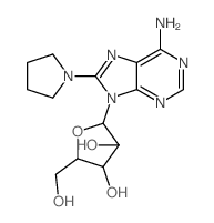 9H-Purin-6-amine, 9-b-D-arabinofuranosyl-8-(1-pyrrolidinyl)- Structure