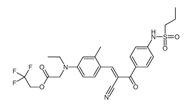 2,2,2-trifluoroethyl N-[4-[2-cyano-3-oxo-3-[4-[(propylsulphonyl)amino]phenyl]-1-propenyl]-m-tolyl]-N-ethylglycinate结构式