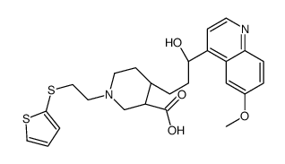 (3S,4S)-4-[(3R)-3-hydroxy-3-(6-methoxyquinolin-4-yl)propyl]-1-(2-thiophen-2-ylsulfanylethyl)piperidine-3-carboxylic acid结构式