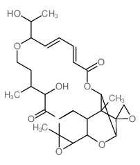 Spiro (3, 5-methano-14H,20H,21H-oxireno[h][1,6,12]trioxacyclooctadecino[3, 4-d][1]benzopyran-4(3H),2-oxirane), verrucarin A deriv. Structure