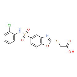 [(5-{[(2-chlorophenyl)amino]sulfonyl}-1,3-benzoxazol-2-yl)thio]acetic acid Structure