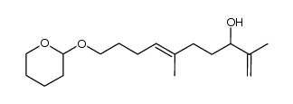 3-Hydroxy-2,6-dimethyl-10-tetrahydropyranyloxy-1,6(E)-decadiene结构式