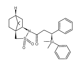 (S)-3-(dimethyl(phenyl)silyl)-1-((3aS,6R,7aR)-8,8-dimethyl-2,2-dioxidohexahydro-1H-3a,6-methanobenzo[c]isothiazol-1-yl)-3-phenylpropan-1-one结构式