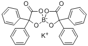Potassium bis[α-(hydroxy-kO)-α-phenylbenzeneacetato(2-)-kO]borate(1-) structure