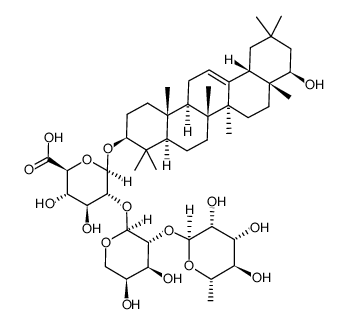 3-O-<α-L-rhamnopyranosyl(1->2)-α-L-arabinopyranosyl(1->2)-β-D-glucuronopyranosyl>sophoradiol结构式
