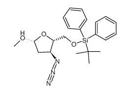 D-ERYTHRO-PENTOFURANOSIDE, METHYL 3-AZIDO-2,3-DIDEOXY-5-O-[(1,1-DIMETHYLETHYL)DIPHENYLSILYL]-结构式