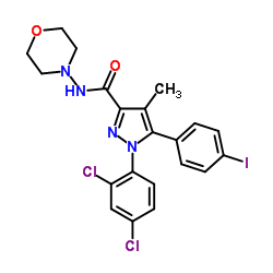1-(2,4-二氯苯基)-5-(4-碘苯基)-4-甲基-N-吗啉-1H-吡唑-3-甲酰胺结构式
