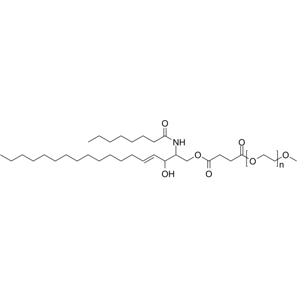 N-辛酰基鞘氨醇-1-{琥珀酰[甲氧基(聚乙二醇)2000]}结构式