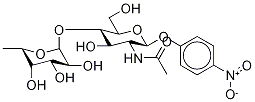 4-硝基苯基-2-乙酰胺基-2-脱氧-4-O-(Α-L-岩藻糖)-Β-D-吡喃葡糖苷结构式