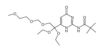 2-pivalamido-6-<1,1-diethoxy-2-<(methoxyethoxy)methoxy>ethyl>-4(1H)-pyrimidinone结构式