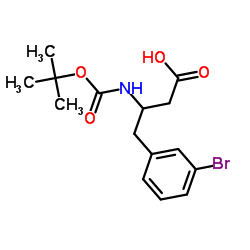 N-叔丁氧羰基-3-氨基-4-(3-溴苯基)丁酸结构式