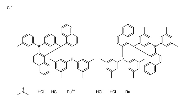 二甲铵二氯三(μ-氯)双[(R)-(+)-2,2′-双[二(3,5-二甲苯基)膦]-1,1′-联萘]二钌酸盐(II)结构式