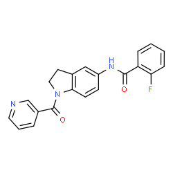 2-fluoro-N-[1-(pyridin-3-ylcarbonyl)-2,3-dihydro-1H-indol-5-yl]benzamide结构式