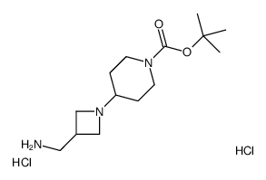 4-(3-氨基甲基-氮杂啶-1-基)-哌啶-1-羧酸叔丁酯双盐酸盐结构式